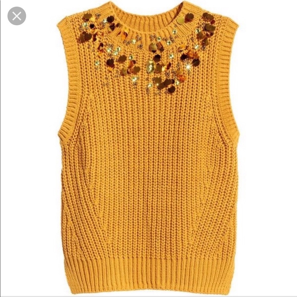 H&M Mustard Sequin Sleeveless Sweater